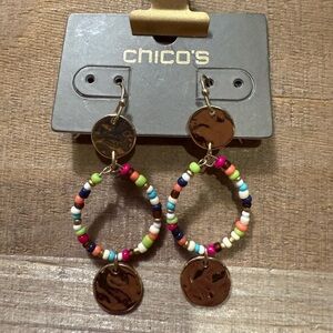 Chico's Multicolor Beaded Hoop Earrings NWT